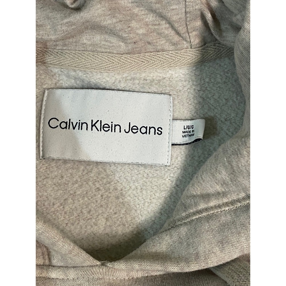 Calvin Klein Jeans Womens Lg Hoodie Gray Metallic Silver Logo Cropped Pullover - Picture 4 of 7